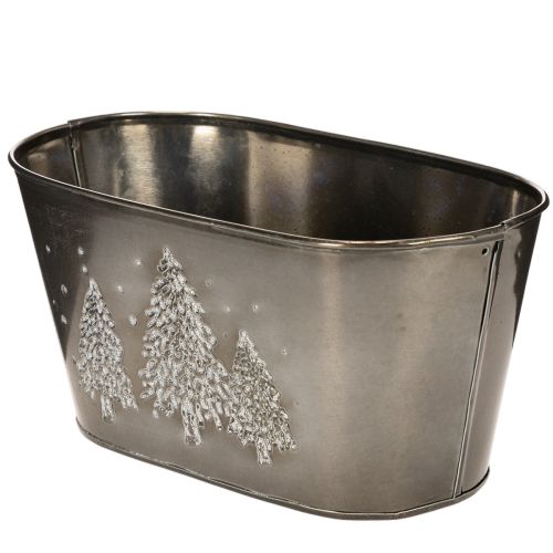 Oval plantekasse med præget grantræsdesign, 25 cm | Floristik24.dk