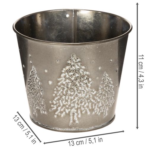 Metalplantekasse med glimmergrantræer, 13 cm | Floristik24.dk