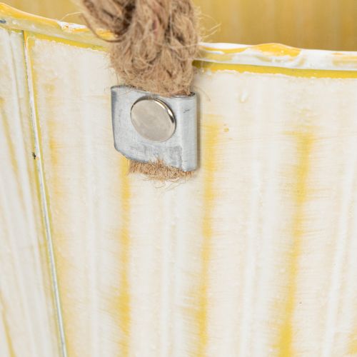 Artikel Metalpotte, forårsdekoration, plantekasse med håndtag, gul, shabby chic, Ø18 cm, H17,5 cm