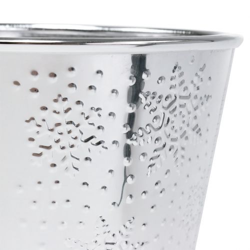 Floristik24 Potte med snefnug Ø12,5cm H10cm 4stk