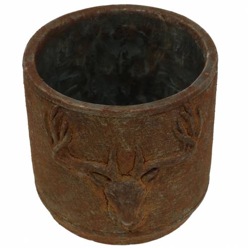 Floristik24 Plantekrukke rust patina med hjortehoved Ø13,5cm H13cm