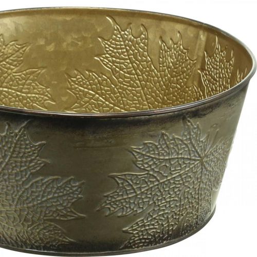Floristik24 Efterårsskål, metalpotte med bladdekoration, gylden plantekrukke Ø25cm H10cm