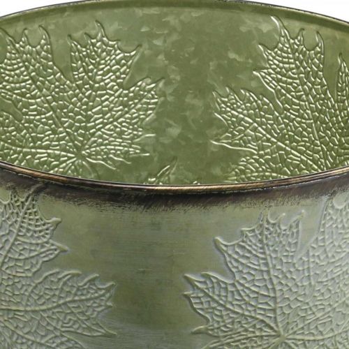 Artikel Planter, metalpotte med ahornblade, efterårsdekoration grøn Ø25,5cm H22cm