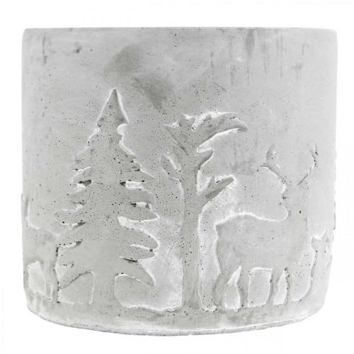 Artikel Plante med skovmotiv, vinterdekoration, planter udført i beton, Advent Ø12,5cm H11cm