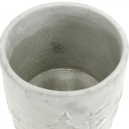 Artikel Plante med skovmotiv, vinterdekoration, planter udført i beton, Advent Ø12,5cm H11cm