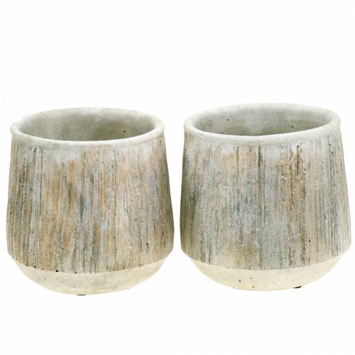 Floristik24 Plantekasse natur stribet tung Ø14cm 2 stk