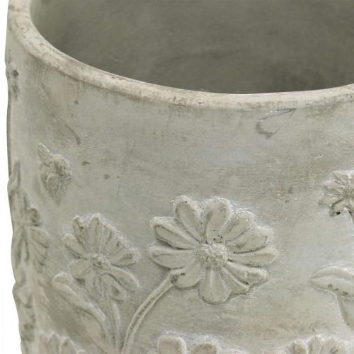 Floristik24 Plantekasse beton med blomstermønster plantekasse Ø12,5cm H11cm 3stk