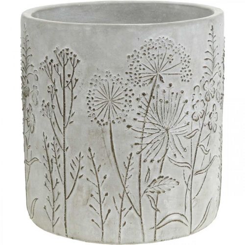 Floristik24 Betonurtepotte hvid med reliefblomster vintage Ø16cm