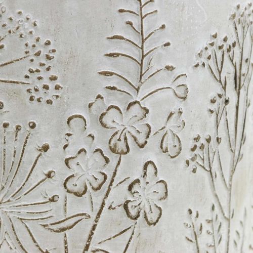 Floristik24 Betonurtepotte hvid med reliefblomster vintage Ø16cm