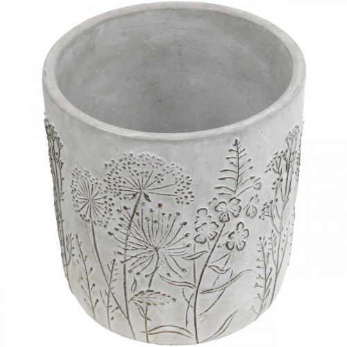 Floristik24 Betonurtepotte hvid med reliefblomster vintage Ø16cm