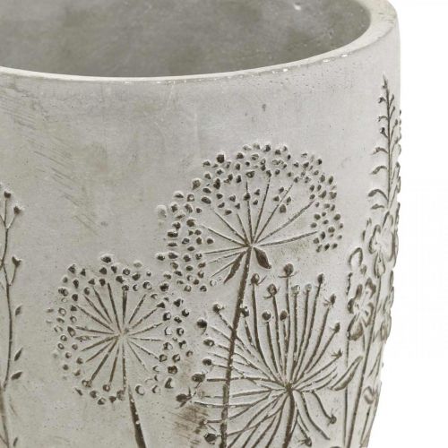 Floristik24 Vase beton hvid blomstervase med reliefblomster vintage Ø14,5cm