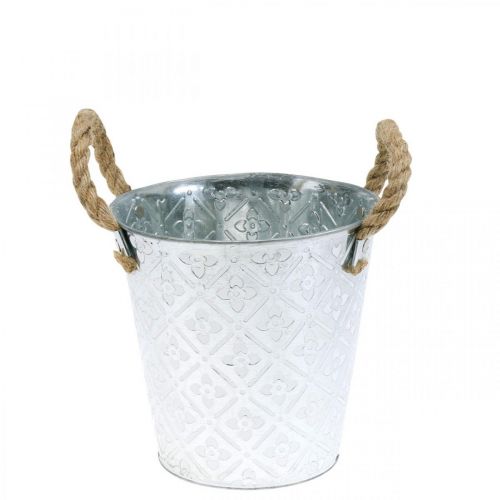 Metalkrukke til plantning, blomsterpotte med håndtag, planter med blomstermønster Ø18cm