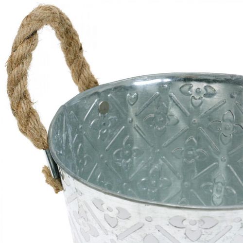 Artikel Metalkrukke til plantning, blomsterpotte med håndtag, planter med blomstermønster Ø18cm