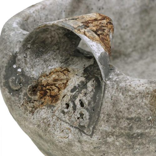 Floristik24 Betonskål oval hvid gråbrun med hanke antik L25cm