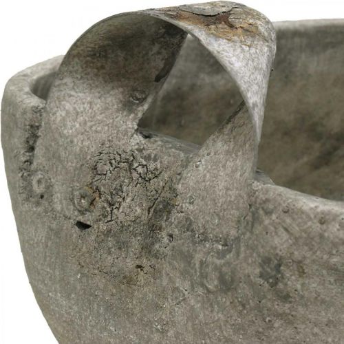 Floristik24 Betonskål Hvid Gråbrun med Antikke Håndtag L28cm