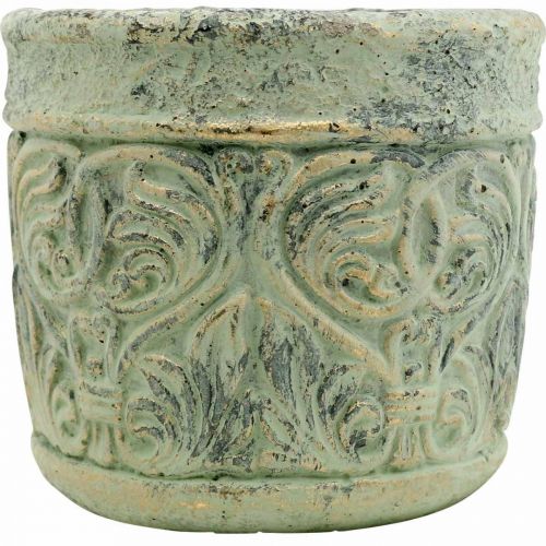 Floristik24 Plantekrukke antikt look grønt, guld urtepotte beton Ø9,5cm H10,5cm