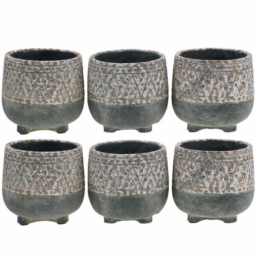 Floristik24 Planter potteplanter antik betongrå / hvid Ø11cm H10,5cm 6stk