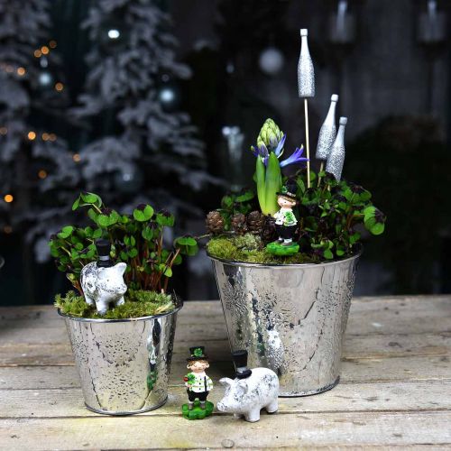 Floristik24 Potte med snefnug Ø12,5cm H10cm 4stk