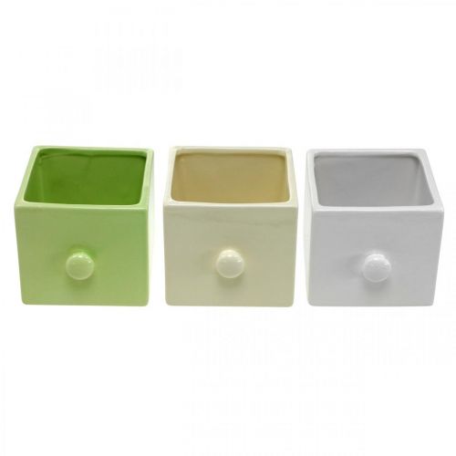 Artikel Keramisk plantekasse, skuffe til beplantning, firkantet, 12×10,5×9,5cm 3 stk.