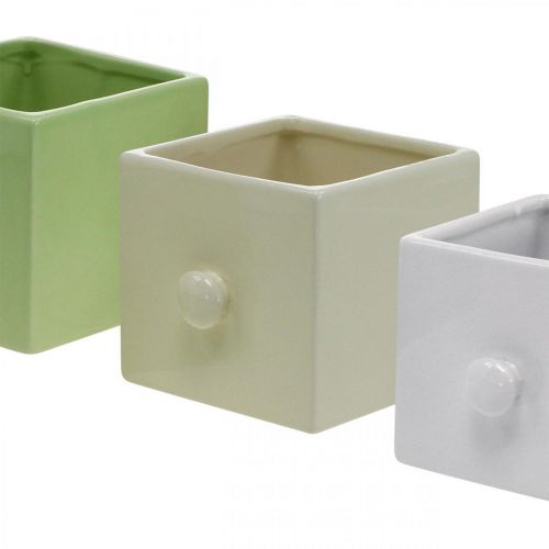 Artikel Keramisk plantekasse, skuffe til beplantning, firkantet, 12×10,5×9,5cm 3 stk.