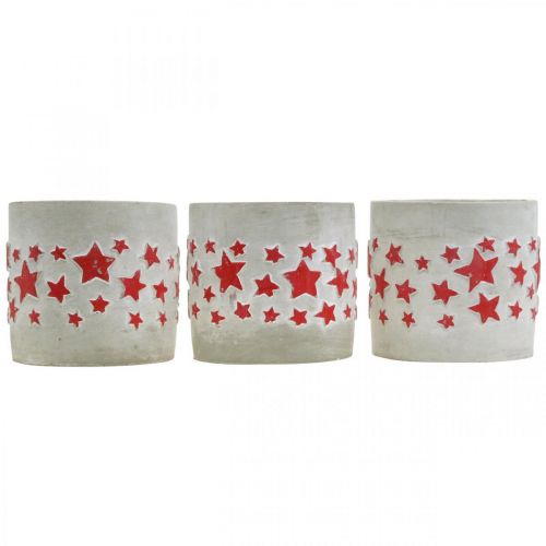 Artikel Keramisk dekorationsstjernemønster, planter, betonlook, adventsdekoration Ø10,5cm H9,5cm 3stk