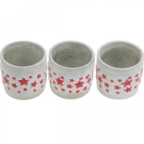 Artikel Keramisk dekorationsstjernemønster, planter, betonlook, adventsdekoration Ø10,5cm H9,5cm 3stk