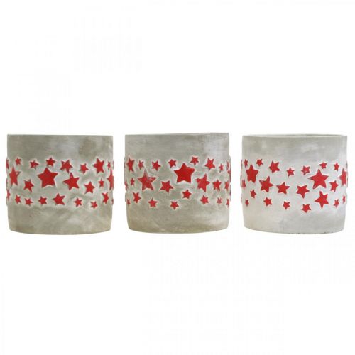 Artikel Plante med stjerner, keramisk dekoration, betonlook, juleplanter Ø12,5cm H11cm 3stk