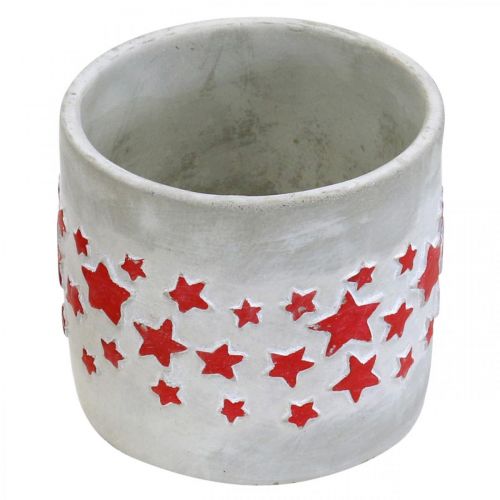 Artikel Plante med stjerner, keramisk dekoration, betonlook, juleplanter Ø12,5cm H11cm 3stk