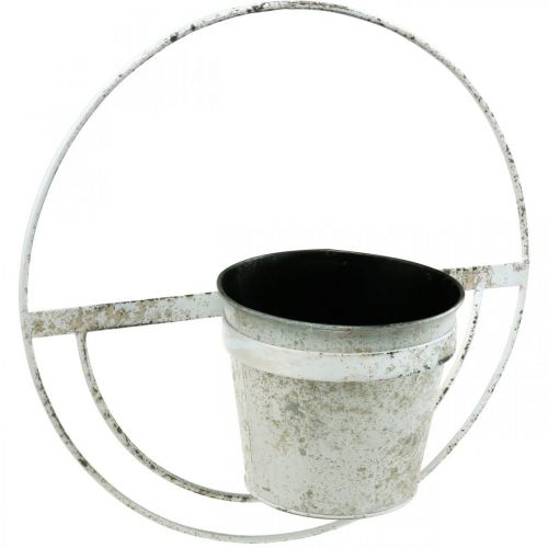 Artikel Urtepotte shabby chic vægdekoration hvid metal med ophæng Ø37cm