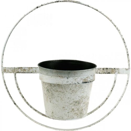 Floristik24 Urtepotte shabby chic vægdekoration hvid metal med ophæng Ø37cm