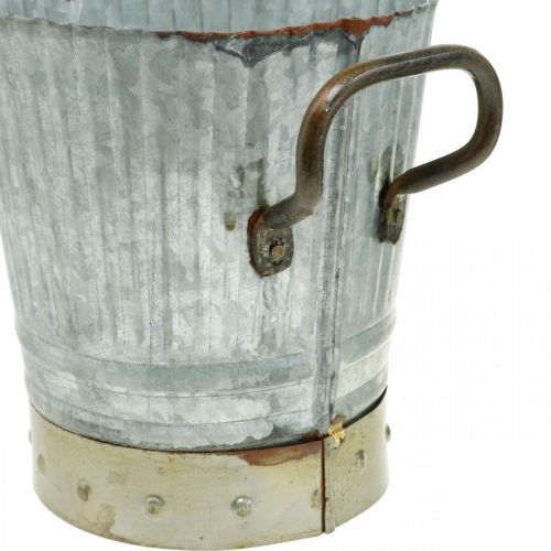 Artikel Plantekasse metal med hanke vintage dekoration Ø26/20/17cm sæt med 3