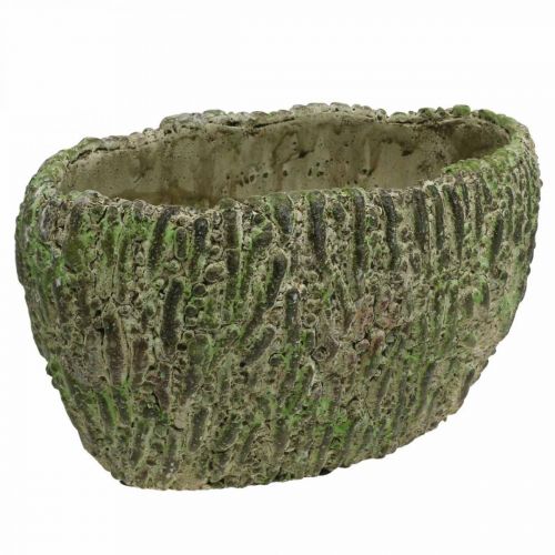 Artikel Plantekasse beton oval antik look grøn, brun 24×14×13cm
