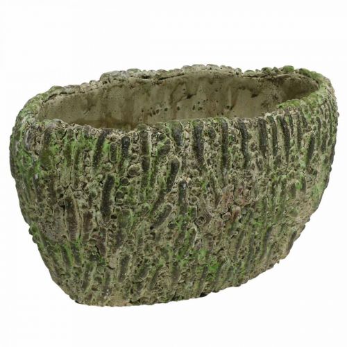 Floristik24 Plantekasse beton oval antik look grøn, brun 24×14×13cm