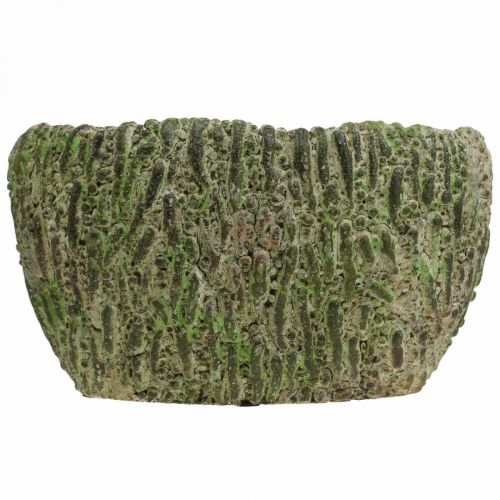 Artikel Plantekasse beton oval antik look grøn, brun 24×14×13cm