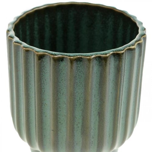 Floristik24 Mini urtepotte, keramisk plantekasse, bølgepotte grøn, brun Ø8cm H8,5cm