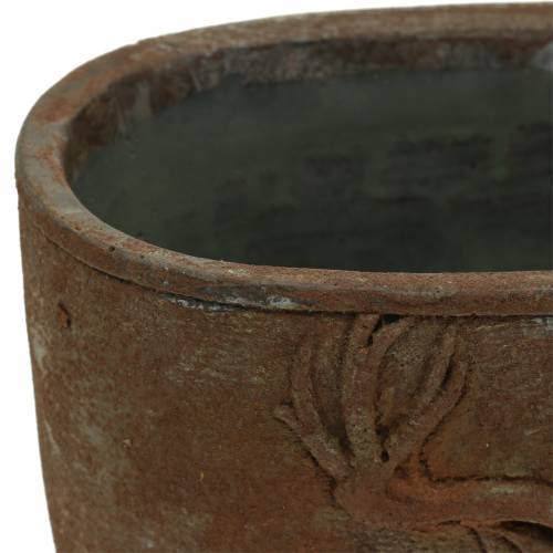 Floristik24 Plantepotte rust patina med hjortehoved 24cm x 14cm H13cm