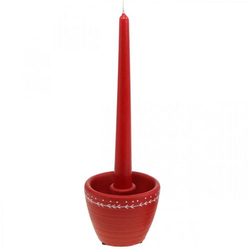 Floristik24 Rød cachepot med lysestage Dekorativ pottebeton Ø10cm H8cm 4stk