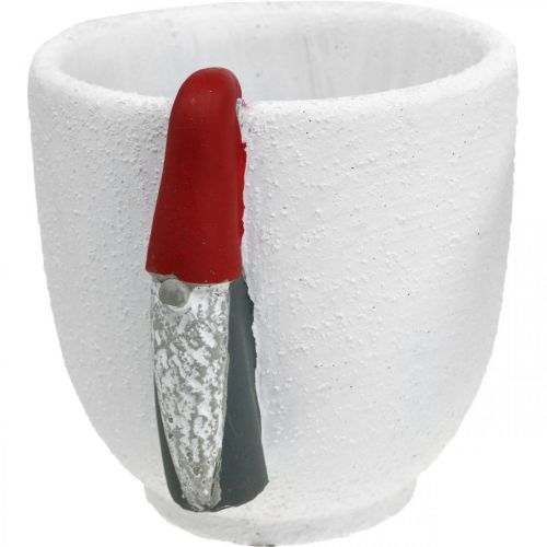 Artikel Julekrukke med nisse, adventsdekoration, betonkasse hvid, rød Ø8cm H12,5cm 2stk.