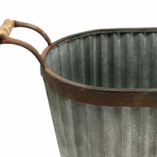 Floristik24 Plantekasse med håndtag ovalt metal 45/50/60 cm sæt af 3