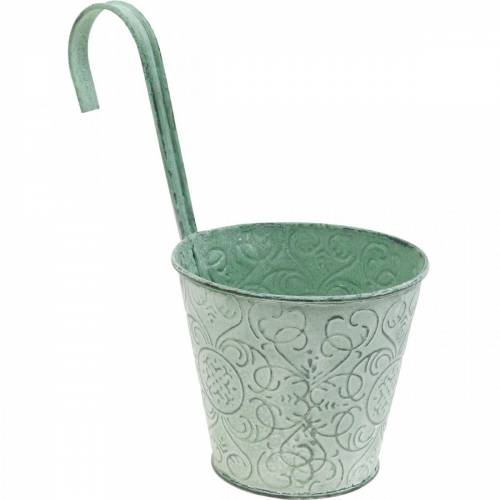 Floristik24 Urtepotte til ophængning af vintage look plantepotte grøn hvid vasket Ø11,5cm