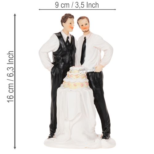 Kagetopper af et mandligt par med kage, 16,5 cm | Floristik24.dk