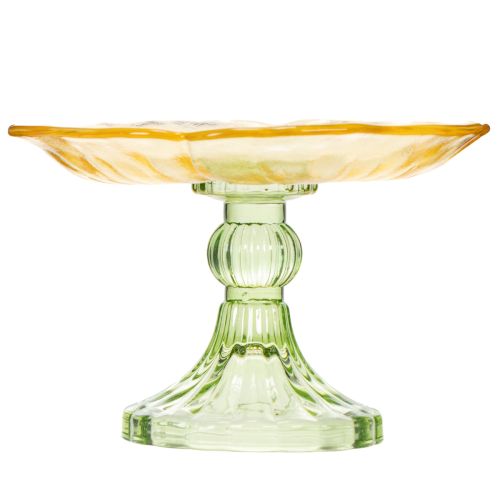 Artikel Dekorativ glastallerken med fod, blomsterdesign, ideel til festlig præsentation, 15 cm