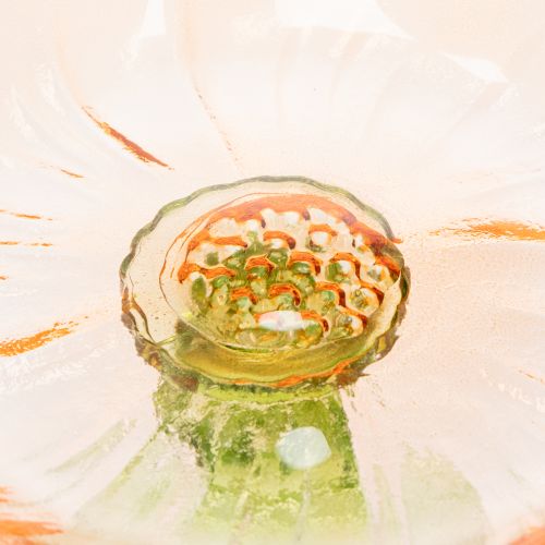 Artikel Dekorativ glastallerken med fod, blomsterdesign til stilfuld borddekoration og sommerdekoration, 15 cm