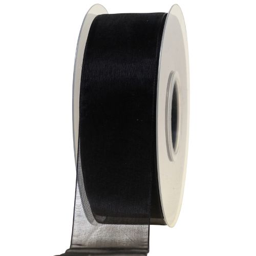 Floristik24 Sørgeorganzabånd med kant sort 40mm 50m