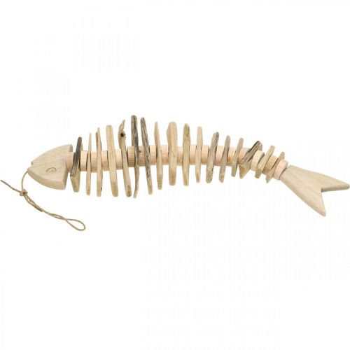 Floristik24 Deco fisk drivtømmer natur, sommerdekoration til ophængning af maritime L59cm