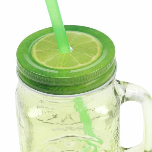 Floristik24 Drikkeglas med låg og halm assorteret Ø7cm H13.5cm 2stk