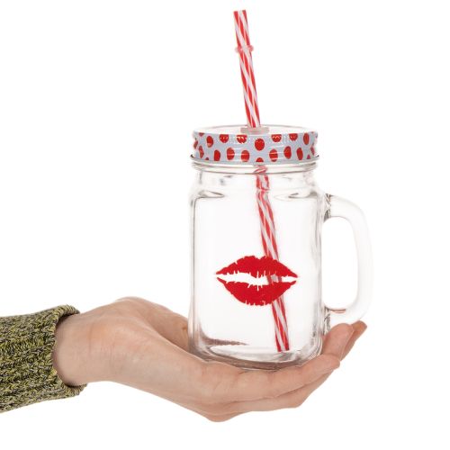 Drikkeglas med låg og hank Ø7cm H13,5cm | Floristik24.dk