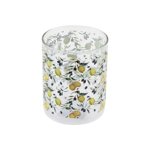 Floristik24 Drikkeglas citron og oliven glas middelhavs Ø8cm H10cm