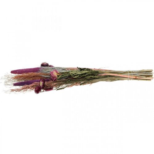Artikel Tørrede blomster Buket af lyserøde engblomster og korn 70-75 cm