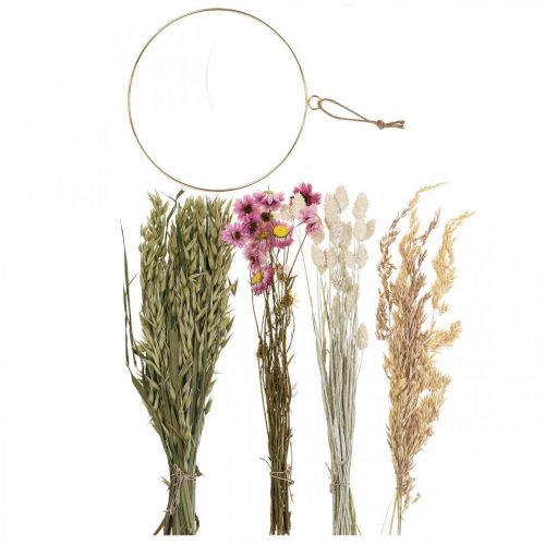 Floristik24 Tørret blomsterring pink ring tørrede blomster sløjfe gør-det-selv-boks Ø20cm
